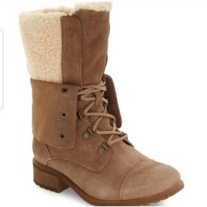UGG Gradin Tan and Cream Winter Boots with Shearling Lining